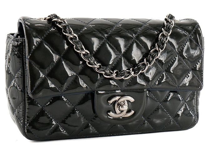 CHANEL - Borsa a tracolla Classic/Timeless Mini Rectangle Chanel in pelle verniciata kaki - vista 2