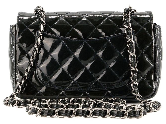 CHANEL - Borsa a tracolla Classic/Timeless Mini Rectangle Chanel in pelle verniciata kaki - vista 3
