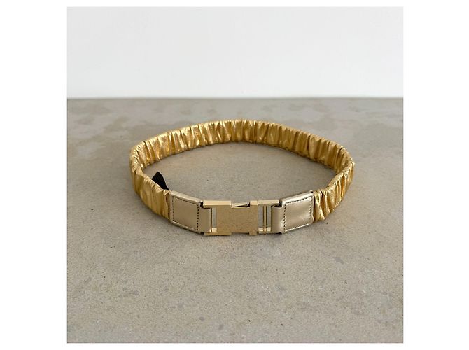 Autre Marque Maison Boinet elastischer Gürtel aus goldfarbenem Leder - Ansicht 3