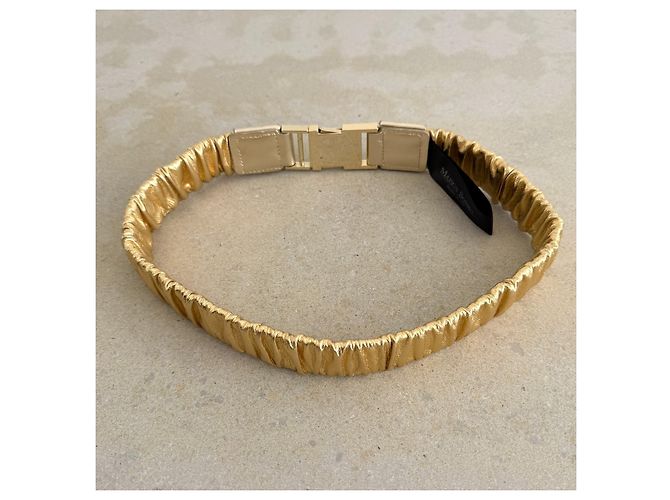Autre Marque Maison Boinet elastischer Gürtel aus goldfarbenem Leder - Ansicht 4