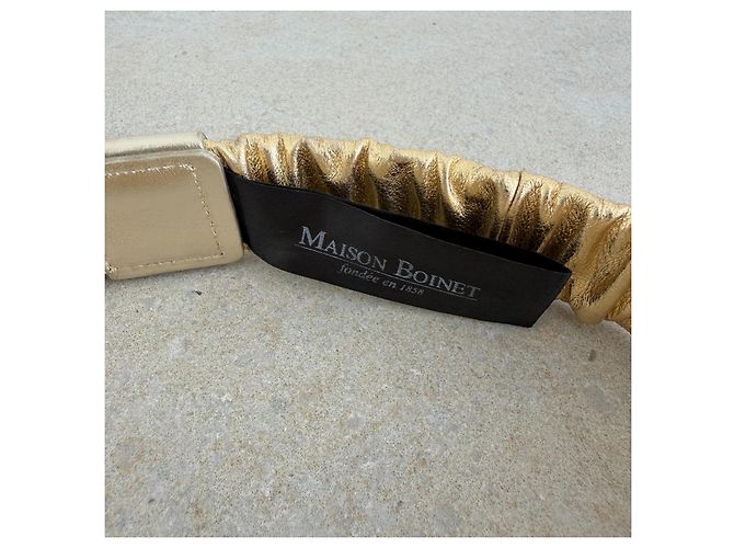 Autre Marque Maison Boinet elastischer Gürtel aus goldfarbenem Leder - Ansicht 7