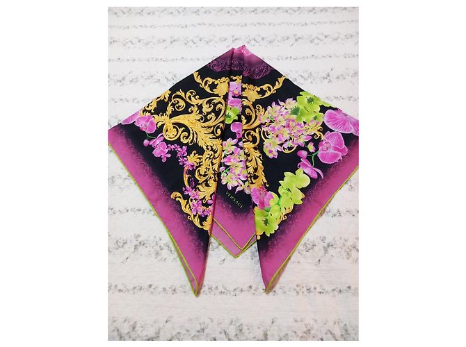 Foulard Versace in seta stampa floreale - vista 5