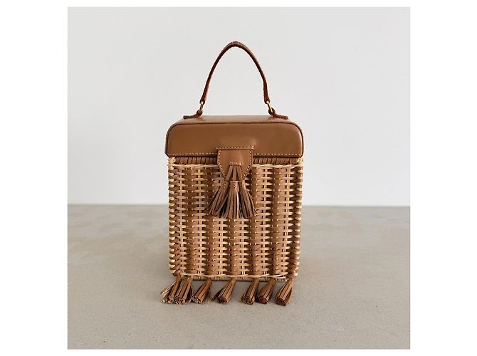 Autre Marque Serpui Mini Bolsa de Palha Tecida e Couro - vista 3