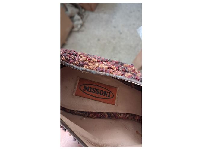 Missoni Décolleté con Platform in Pelle Marrone e Tweed - vista 4
