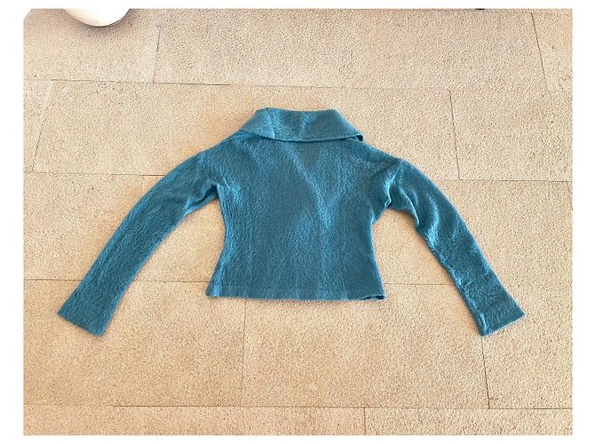 Kenzo Strickjacke Entenblau mit Schalkragen - Ansicht 12