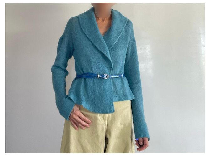 Kenzo Strickjacke Entenblau mit Schalkragen - Ansicht 4