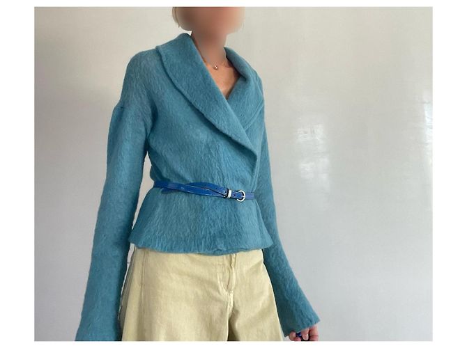 Kenzo Strickjacke Entenblau mit Schalkragen - Ansicht 5