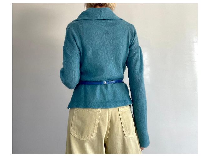 Kenzo Strickjacke Entenblau mit Schalkragen - Ansicht 6