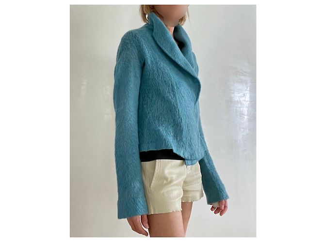 Kenzo Strickjacke Entenblau mit Schalkragen - Ansicht 8