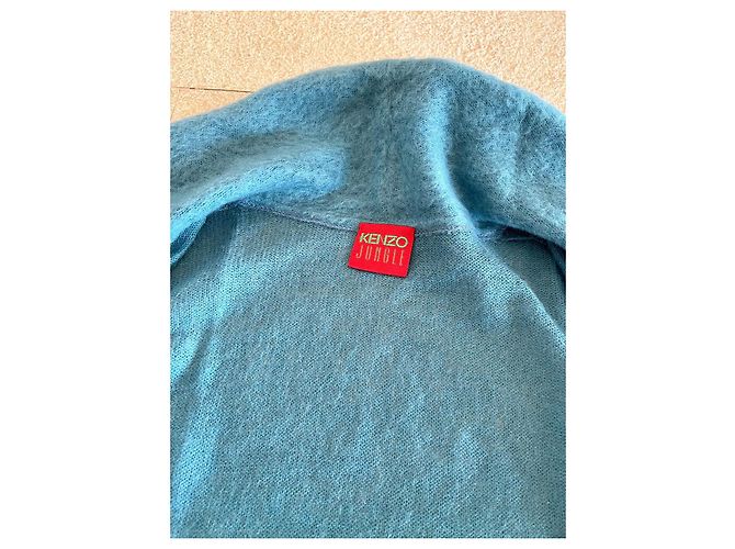 Kenzo Strickjacke Entenblau mit Schalkragen - Ansicht 9