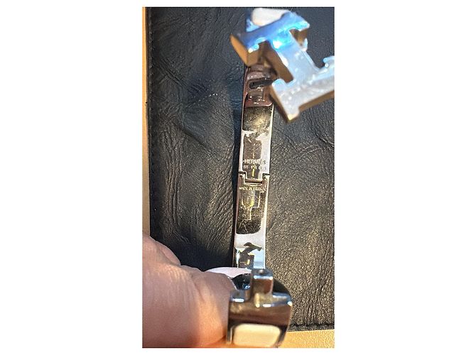 Hermès bracciale in metallo e smalto bianco panacotta - vista 5