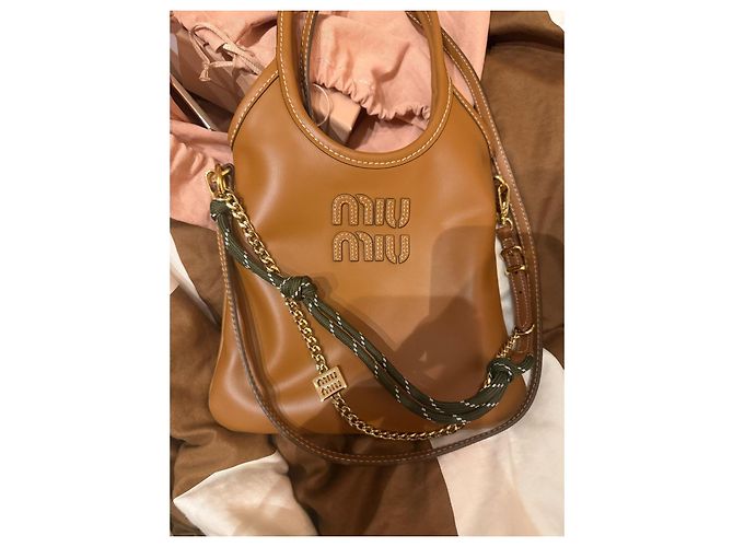 Miu Miu Borsa tote in pelle marrone - vista 2