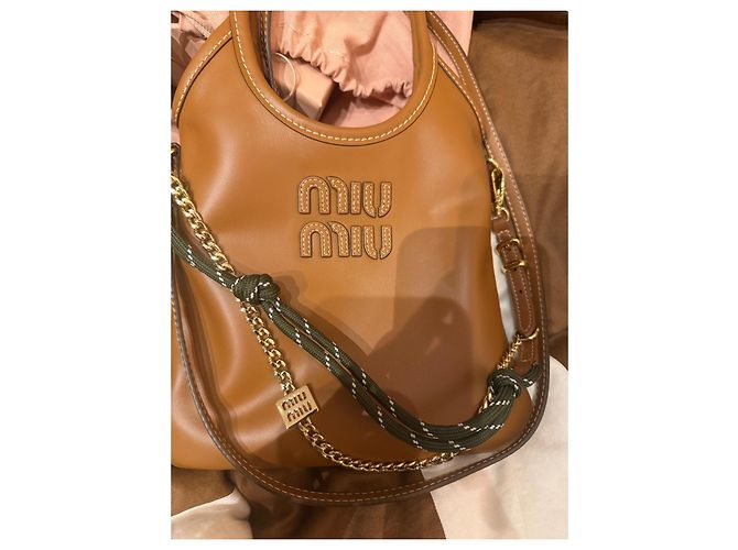 Miu Miu Borsa tote in pelle marrone - vista 3