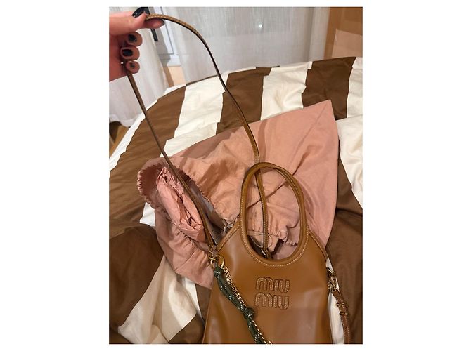 Miu Miu Borsa tote in pelle marrone - vista 4
