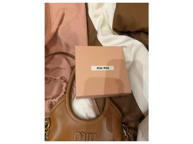 Miu Miu Borsa tote in pelle marrone - vista 9