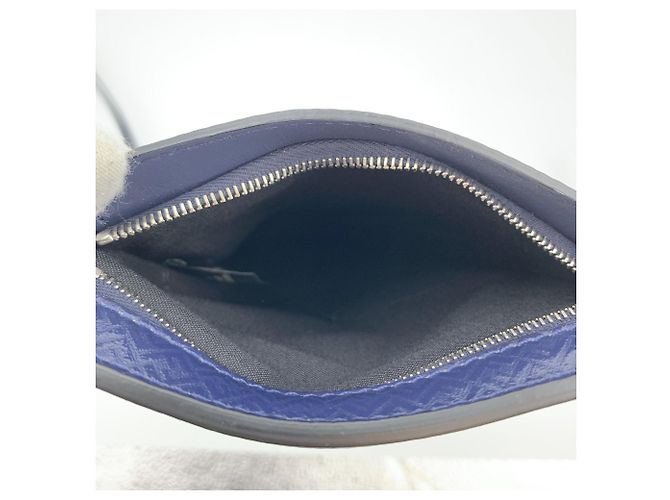 Fendi Pochette da polso in pelle blu navy con logo FF in rilievo - vista 7
