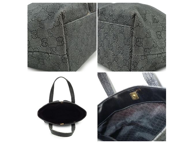 Gucci Borsa Tote in tela GG Monogram con doppia tasca frontale, Nero e Grigio - vista 4