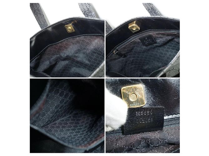 Gucci Borsa Tote in tela GG Monogram con doppia tasca frontale, Nero e Grigio - vista 5