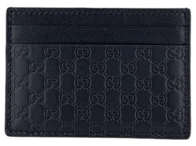 Gucci Tarjetero cartera Microssima Monogram en cuero negro - vista 2