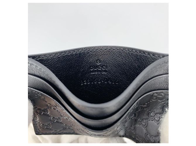 Gucci Tarjetero cartera Microssima Monogram en cuero negro - vista 5
