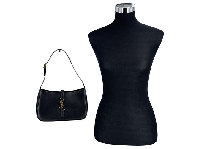 Autre Marque Borsa a tracolla Hobo Le 5 A 7 in pelle liscia nera - vista 2