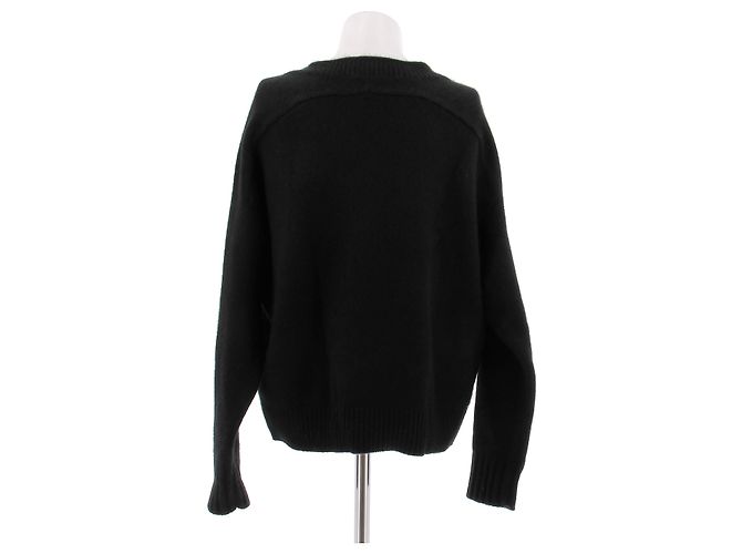 Autre Marque KUJTEN Schwarzer Kaschmirpullover mit Kragen - Ansicht 2