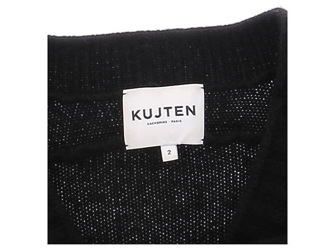 Autre Marque KUJTEN Schwarzer Kaschmirpullover mit Kragen - Ansicht 6