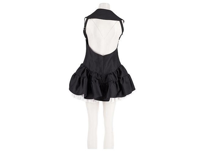 Autre Marque SHUSHU/TONG Schwarzes Wollkleid mit Rüschen - Ansicht 2