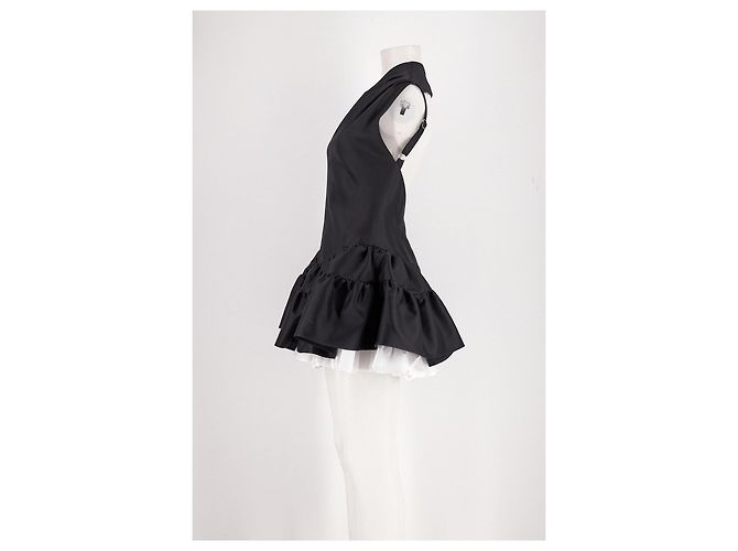 Autre Marque SHUSHU/TONG Schwarzes Wollkleid mit Rüschen - Ansicht 3