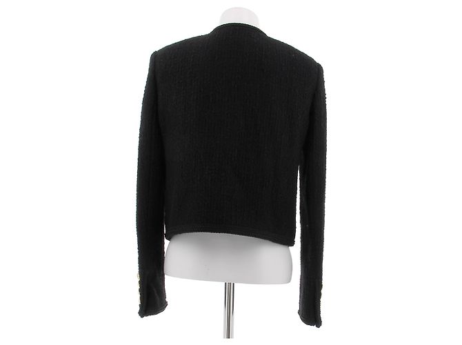 Chaqueta corta de lana negra Céline - vista 2