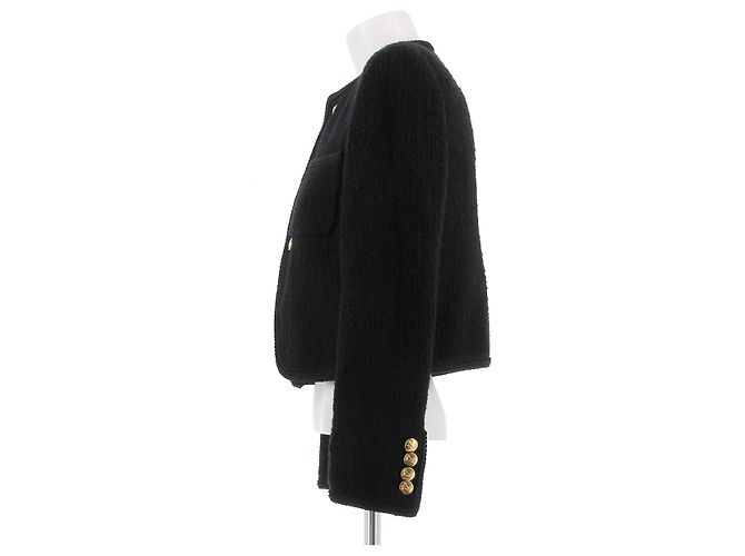 Chaqueta corta de lana negra Céline - vista 4