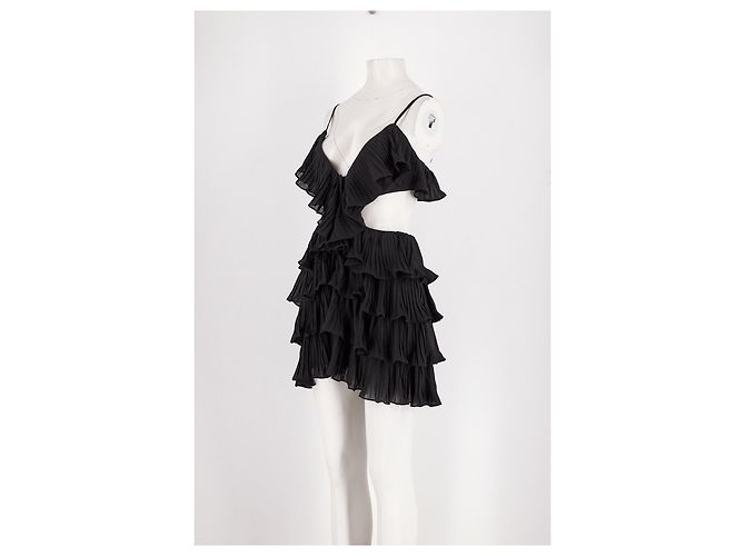 Autre Marque BARDOT Schwarzes kurzes Kleid mit Plissee Rüschen - Ansicht 4