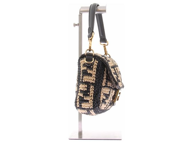 Borsa di paglia Fendi con logo marrone - vista 4