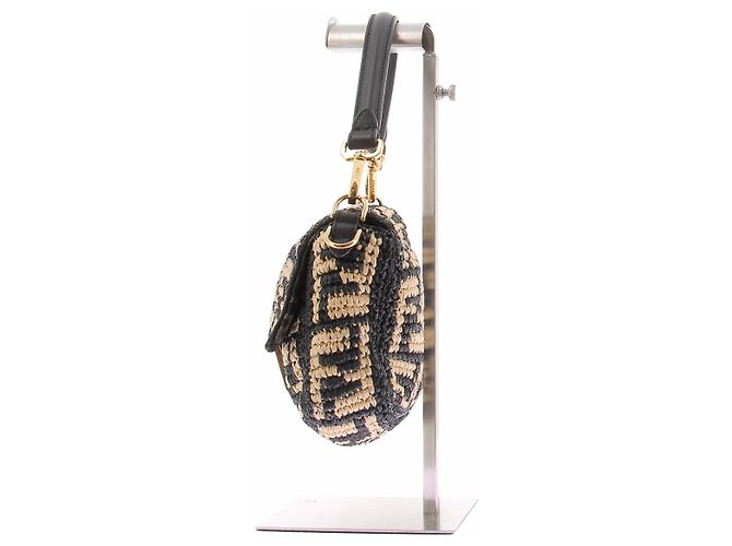 Borsa di paglia Fendi con logo marrone - vista 5