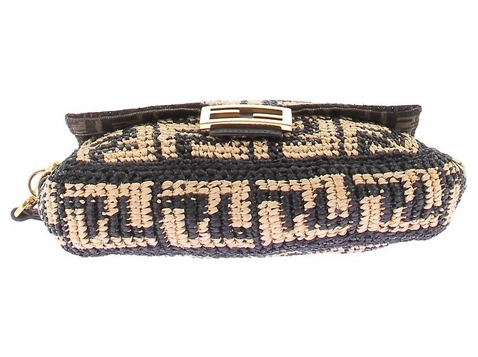 Borsa di paglia Fendi con logo marrone - vista 6