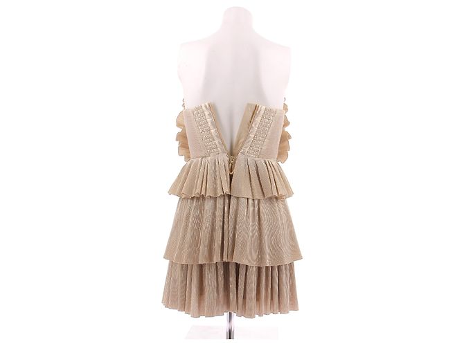 Autre Marque AJE Gold Kleid Beige aus Polyester Größe 8 - Ansicht 2