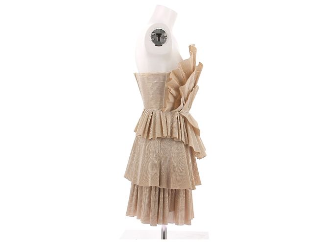 Autre Marque AJE Gold Kleid Beige aus Polyester Größe 8 - Ansicht 3