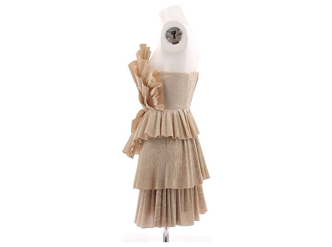 Autre Marque AJE Gold Kleid Beige aus Polyester Größe 8 - Ansicht 4