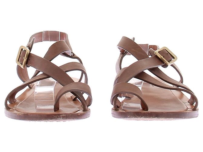 Sandali bassi in pelle marrone Céline - vista 4
