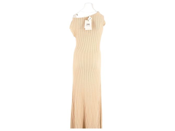 Autre Marque Vestido largo de algodón beige con rayas DISSH - vista 2