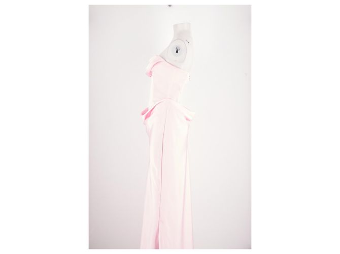 Rotate Langes rosa Kleid mit drapiertem Herz-Ausschnitt - Ansicht 3