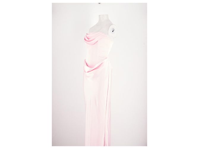 Rotate Langes rosa Kleid mit drapiertem Herz-Ausschnitt - Ansicht 4