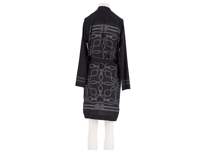 Hermès Seiden-Cardigan Kimono Schwarz - Ansicht 2