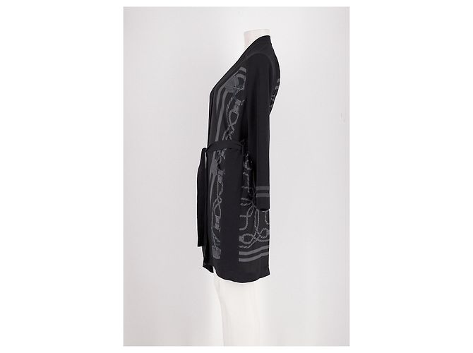 Hermès Seiden-Cardigan Kimono Schwarz - Ansicht 3