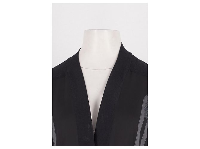 Hermès Seiden-Cardigan Kimono Schwarz - Ansicht 5