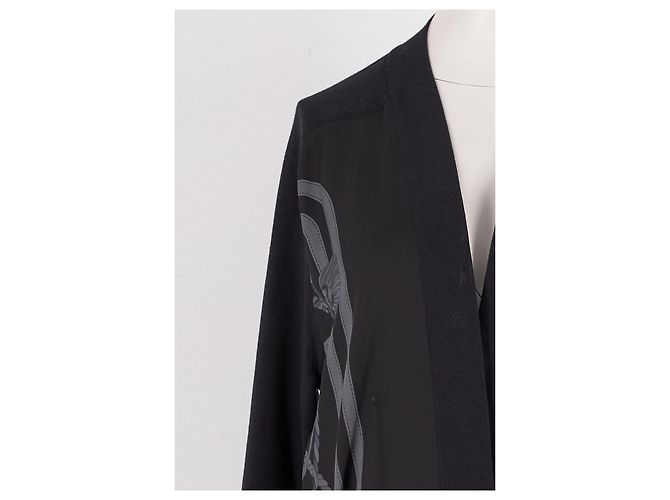 Hermès Seiden-Cardigan Kimono Schwarz - Ansicht 6