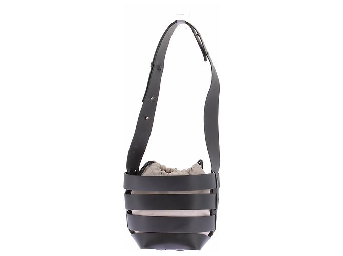 Paco Rabanne Bolso de cuero negro y lona - vista 3