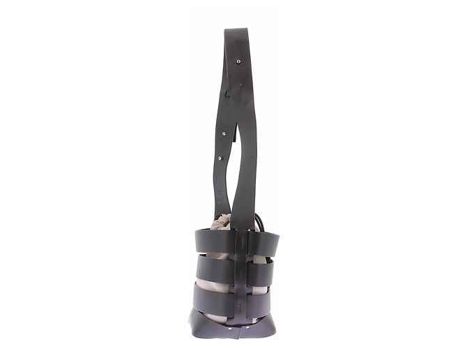 Paco Rabanne Bolso de cuero negro y lona - vista 5