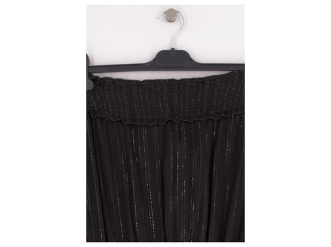 Autre Marque Vestido ERIN FETHERSTON de seda negro con rayas plateadas - vista 3