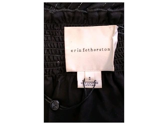 Autre Marque Vestido ERIN FETHERSTON de seda negro con rayas plateadas - vista 5